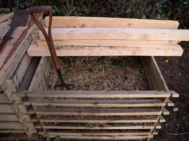 Here's an example of an open bin compost. Photo by Andy Carter.